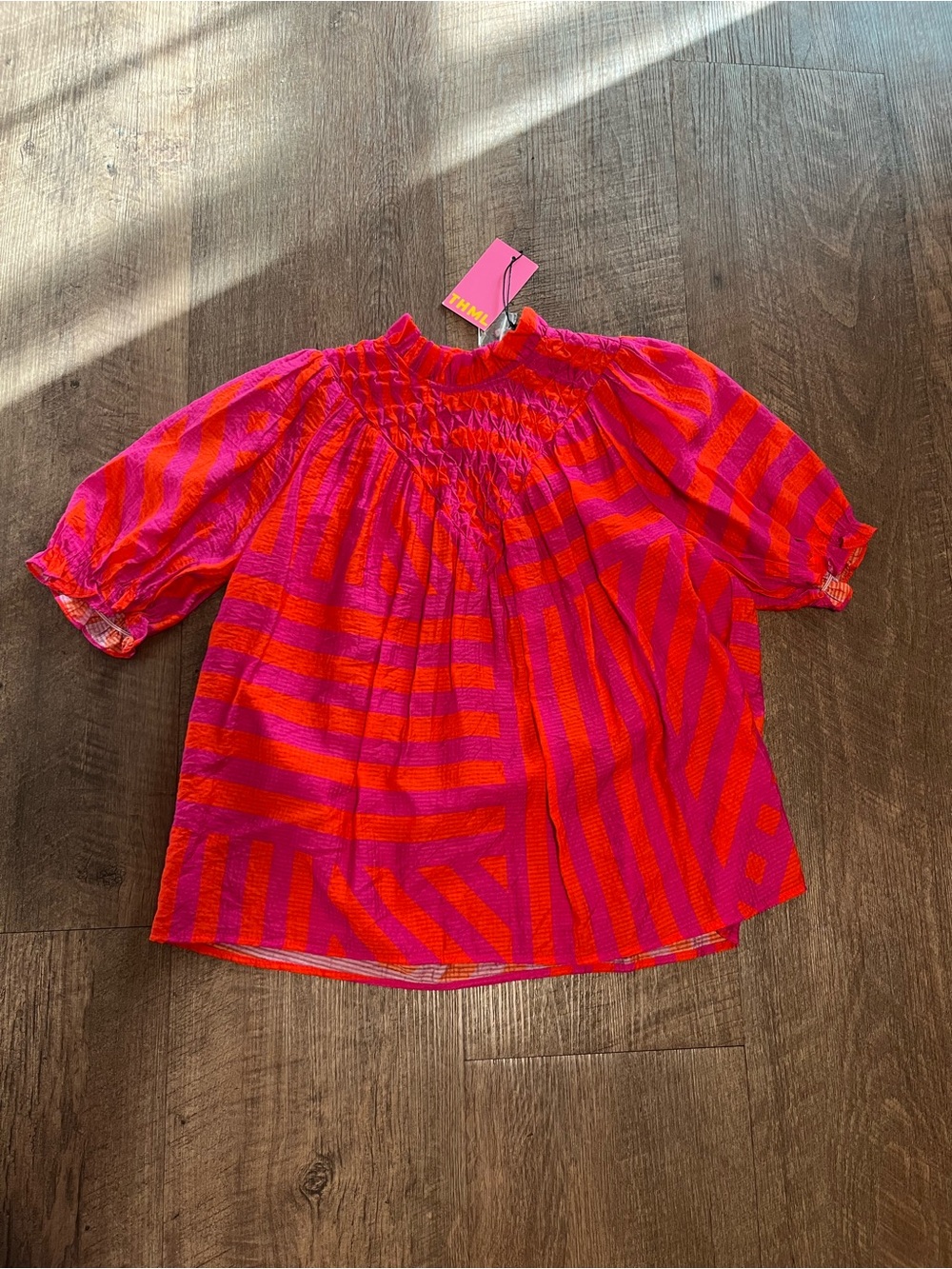 Women’s THML Pink & Red GEO Print Striped Top